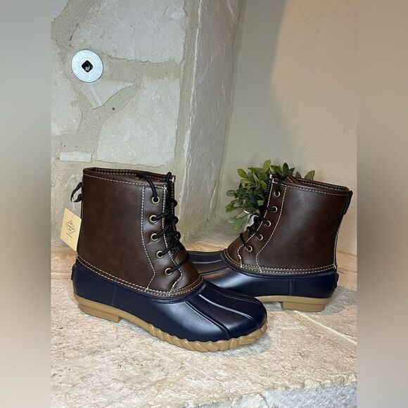 St John’s Bay Rollands navy/brown duck boots sz 11 - Picture 6 of 9